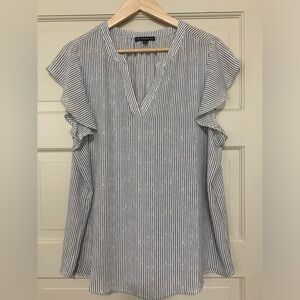 NWOT Blue Stripe Sheer Blouse!
